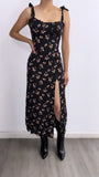 Cariño Floral Midi Dress- Black