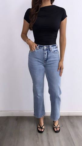 Isaak High Rise Relaxed Straight Leg Jeans- Medium Wash
