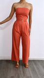 De Dia Linen Tube Jumpsuit- Coral