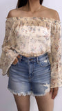 Jayla Sheer Floral Long Sleeve Top- Butter Yellow