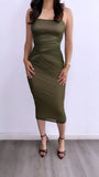 She’s Posh Mesh Midi Dress- Olive/Nude
