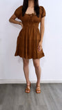 En La Arena Flowy Linen Mini Dress- Nutshell