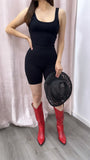 SNATCHED Ribbed Unitard/Romper- Black
