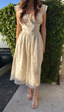 Bloom In Spring Floral Midi Dress- Ivory/Sage