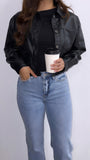 Maciel Faux Leather Jacket- Black