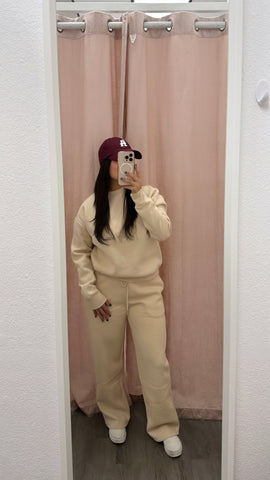 Minimal Living Straight Leg Sweat Set- Cream