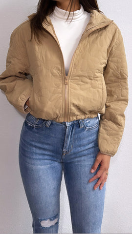 olivea Flower Bomber Jacket- Taupe