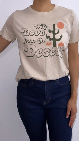 "With Love From The Desert" Oversized Graphic Tee- Taupe