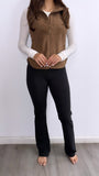 Sleeveless Fleece Vest- Brown
