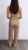 By The Coast Halter Linen Top- Mocha