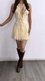 Mi Adoracion Lace Flowy Mini Dress- Ivory