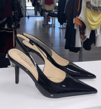 Sleek Flirtation Sling Back Heels- Black
