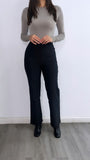 Minimalist High Rise Straight Leg Pants- Black