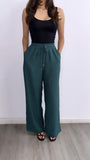 Simply The Best Wide Leg Pants- Emerald Green