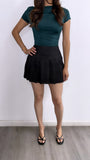 Edna Assymetrical Short Sleeve Top- Hunter Green