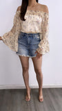 Jesus Mid Rise Denim Shorts- Medium Wash