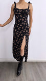 Cariño Floral Midi Dress- Black