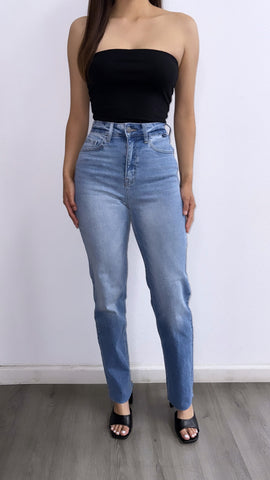 Hendrick High Rise Straight Leg Jeans- Medium Wash