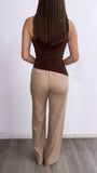Lily Assymetrical Ruched Top- Chocolate