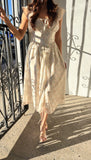 Bloom In Spring Floral Midi Dress- Ivory/Sage
