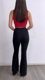 Let's Shine High Rise Glitter Flare Pants- Black