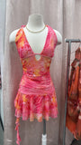 Se Puso Linda Halter Mesh Mini Dress- Pink Multi