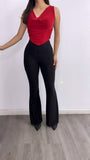 Let's Shine High Rise Glitter Flare Pants- Black