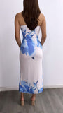 En El Mar Tube Mesh Maxi Floral Dress- White/Blue
