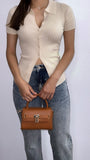 Gianna Ribbed Button Down Top- Beige