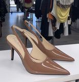 Sleek Flirtation Sling Back Heels- Mocha