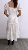 Igual Que Un Angel Eyelet Flowy Midi Dress-Cream