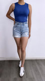 Luciano High Rise Mom Denim Shorts- Light Wash
