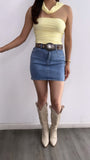 Horacio High Rise Denim Mini Skirt- Medium Wash