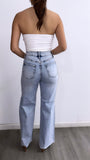 Rubén High Waisted Vintage Wide Leg Denim Jeans- Light Wash