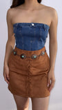 Shyla Denim Tube Corset Top- Medium Wash