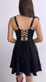 Festival Season Corset Flowy Mini Dress- Black