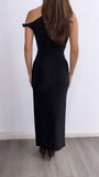 Wild Elegance Assymetrical Maxi Dress- Black