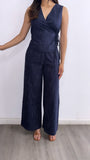 Between The Lines Flowy Pant Set- Navy/White
