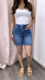 Jasper High Rise Dad Shorts- Dark Wash