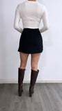 No Holding Back High Rise Mini Wrap Skort- Black