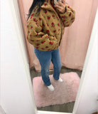 Helena Oversized Floral Sherpa Jacket- Camel