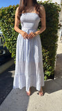Sweet Magnolia Flowy Floral Strapless Maxi Dress-Baby Blue