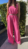 Kary Flowy Jumpsuit- Pink