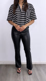 Sade Striped Oversized Boxy Short Sleeve Top- Black/White