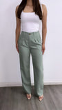 By The Coast High Rise Linen Pants- Turquoise