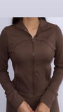 Athleisure Zip Up Sweater- Chocolate