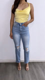 Salvador High Rise Straight Leg Jeans- Medium Wash
