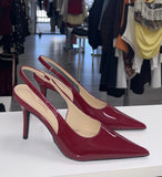Sleek Flirtation Sling Back Heels- Cherry Red