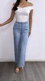 Talia High Rise Flowy Pants- Light Blue