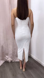 Cielito Lindo Floral Velvet Tube Midi Dress- White